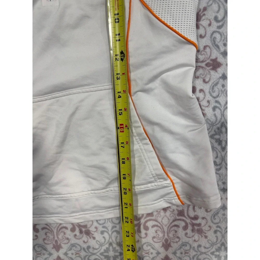 Fila Sport Womens White Orange Quarter Zip Pullover Mesh Activewear Top Small